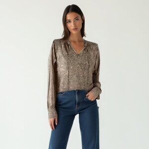 ❤️ Anthropologie Dolan Leopard Print V-Neck Blouse XS